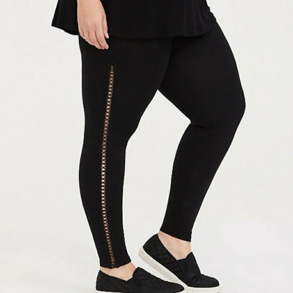 Torrid Black Lattice Leather Cut Out Leggings 1 (1X) 14-16